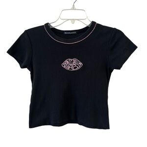 Brandy Melville Black Graphic Crop T-Shirt